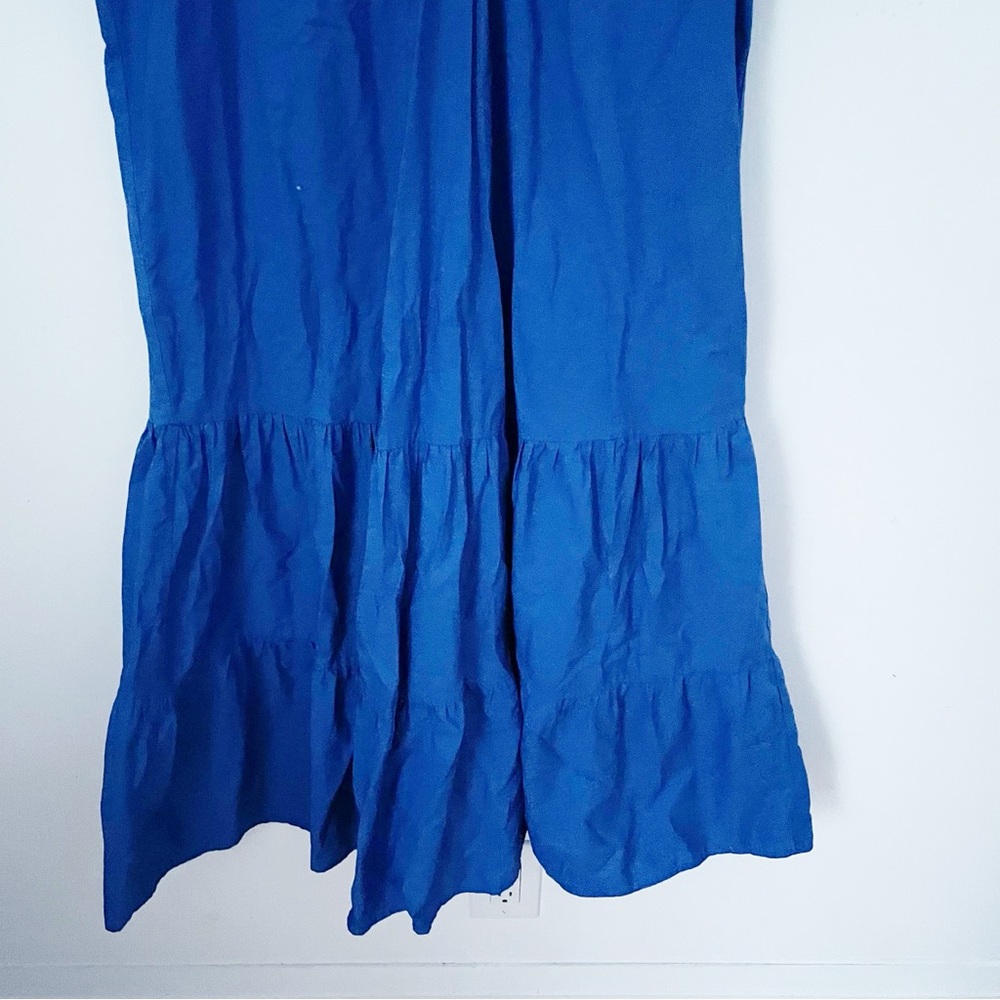 Zara Cobalt Blue 100% Cotton Tiered/Flounced Loose Midi Dress. Size L - Picture 11 of 13
